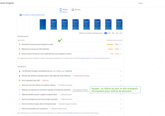 17/36 - L'activation du plugin de Lazy Load a fait disparaitre l'avertissement sur les images hors écran à différer. Notre page est de plus en plus légère au chargement, au fur et à mesure des optimisations. Il reste des opportunités que nous allons optimiser avec PageSpeed Modules, entre autres.