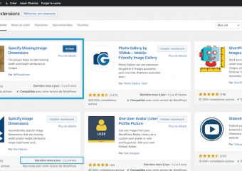 22/36 - Belle trouvaille… d'après nos tests, le petit plugin “Specify Missing Images Dimensions” fait bien son travail. Il est gratuit, open source et téléchargeable librement depuis WordPress.org.