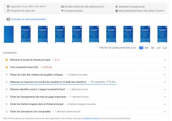 28/36 - Le dernier avertissement critique (cf. règles de cache) a bien disparu ! Comment améliorer encore ce score PageSpeed Mobile de 93/100, sans autres Opportunités proposées par PageSpeed ? Pas de CLS à corriger ? Donc, réduisons encore les ressources nécessaires au chargement initial de la page…